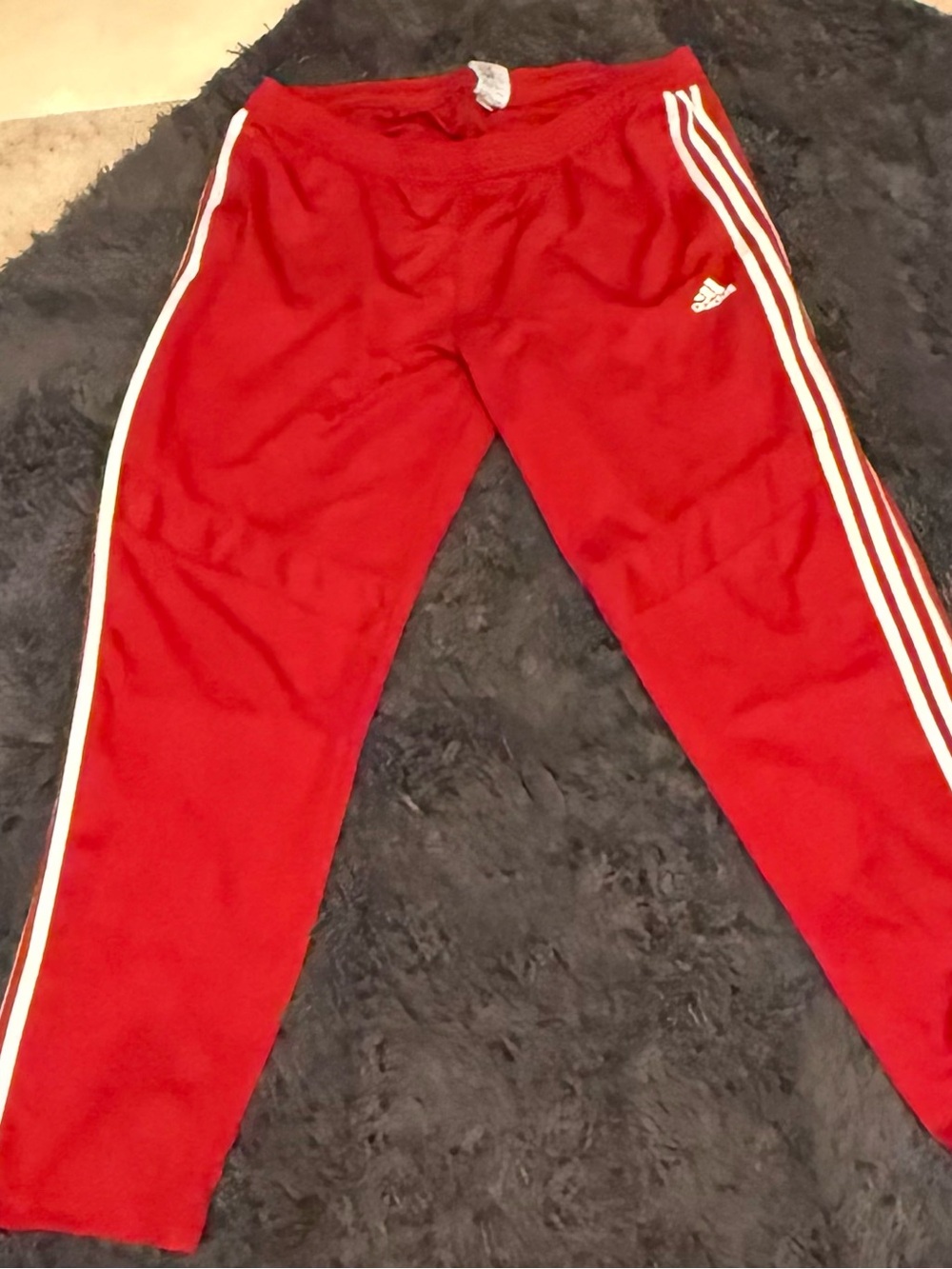 adidas Red Joggers with White Side Stripes